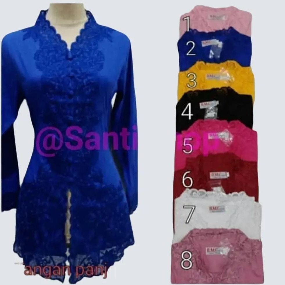 Atasan Kebaya Encim Bordir Senada Bahan Katun Toyobo Warna Biru