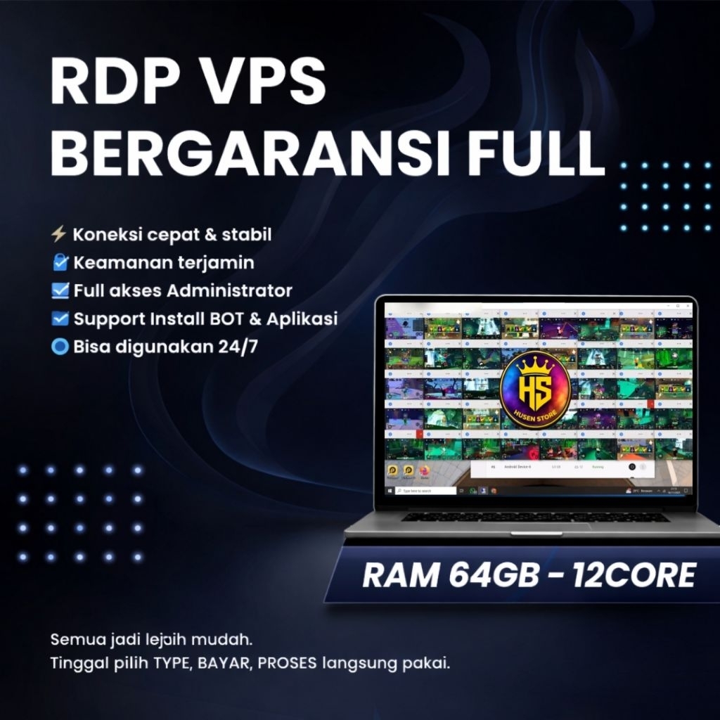 RDP VPS Premium 64GB 12 Core – Akses 24 Jam