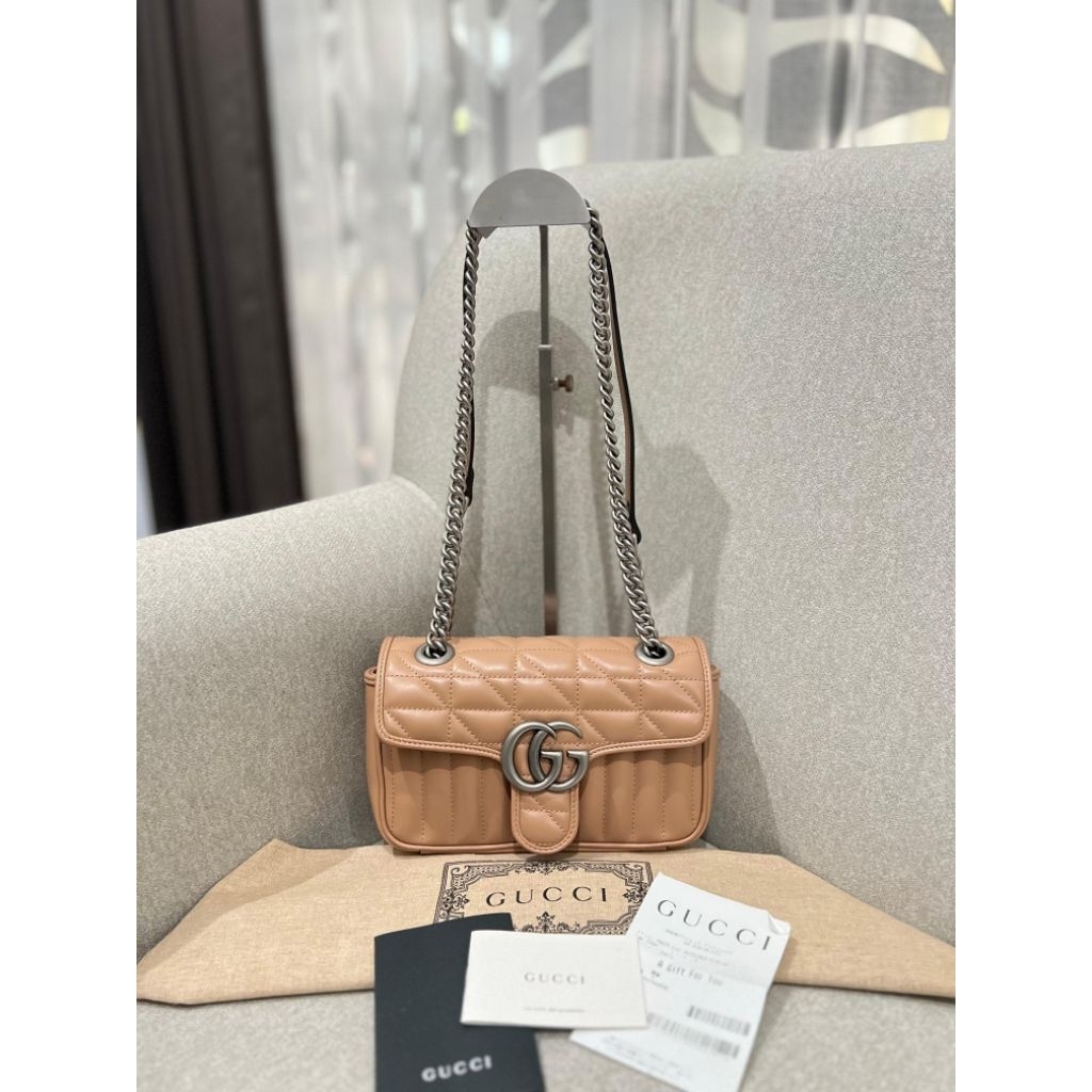 NEW (NBU) gc marmont mini rose with receipt 2023, booklet, db sz 22cm