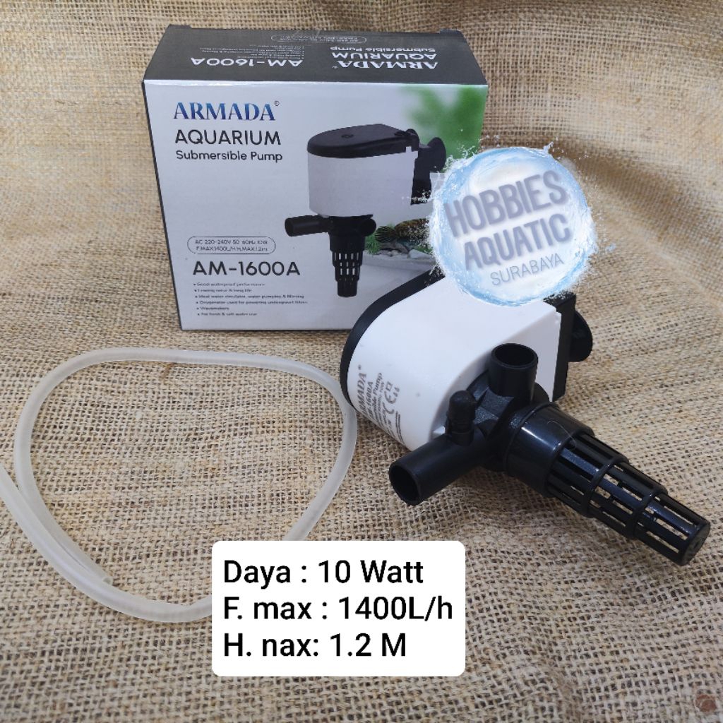 Armada AM-1600A Power Head Pompa Celup Aquarium Kolam 1400L/h