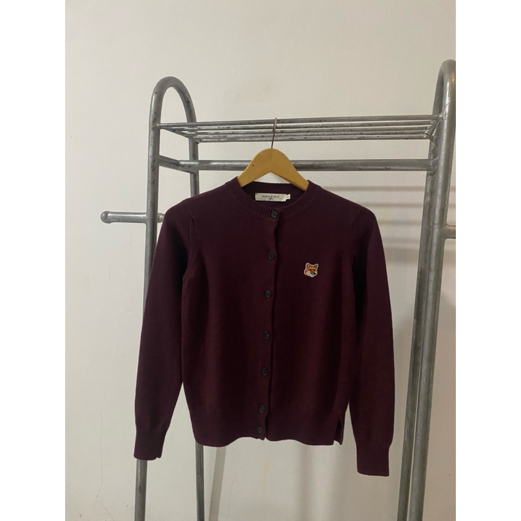 Maison Kitsune Cardigan Wine
