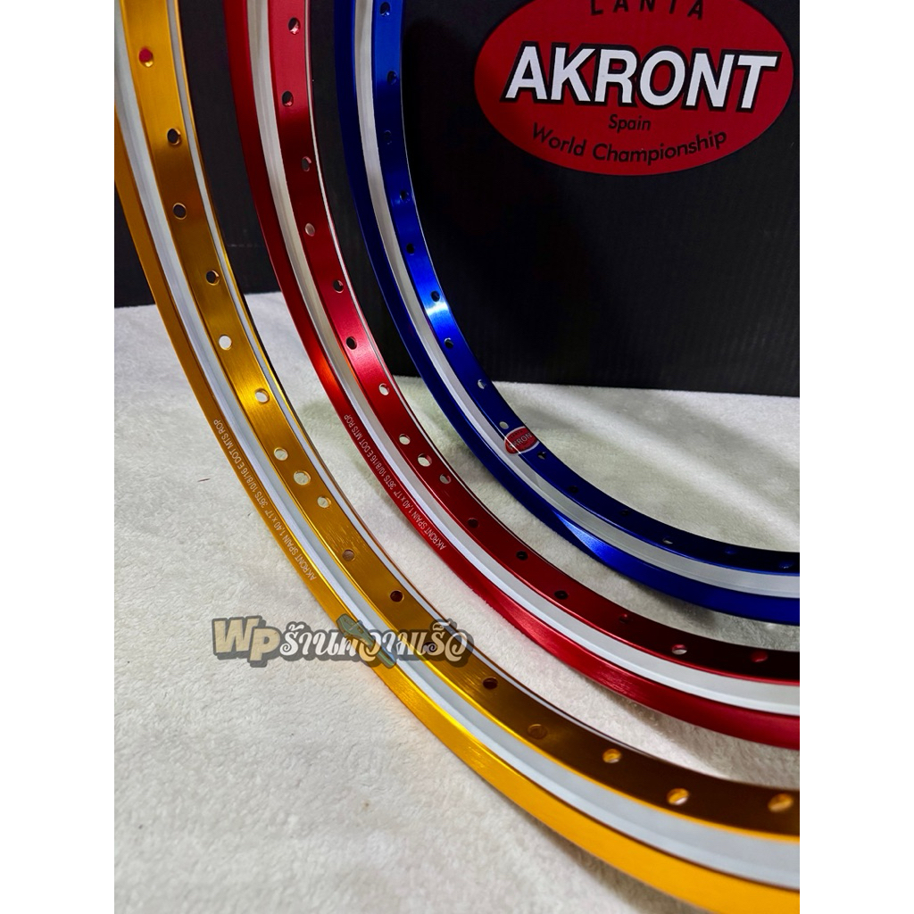 VELG AKRONT spain world championship R17 model 2tone lips gold , merah , biru