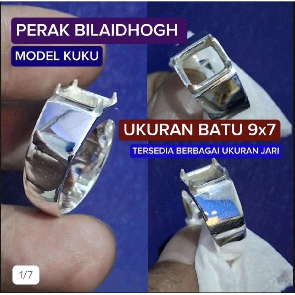 Cincin Perak bilaidhogh ukuran 9x7 elegan dan Mewah