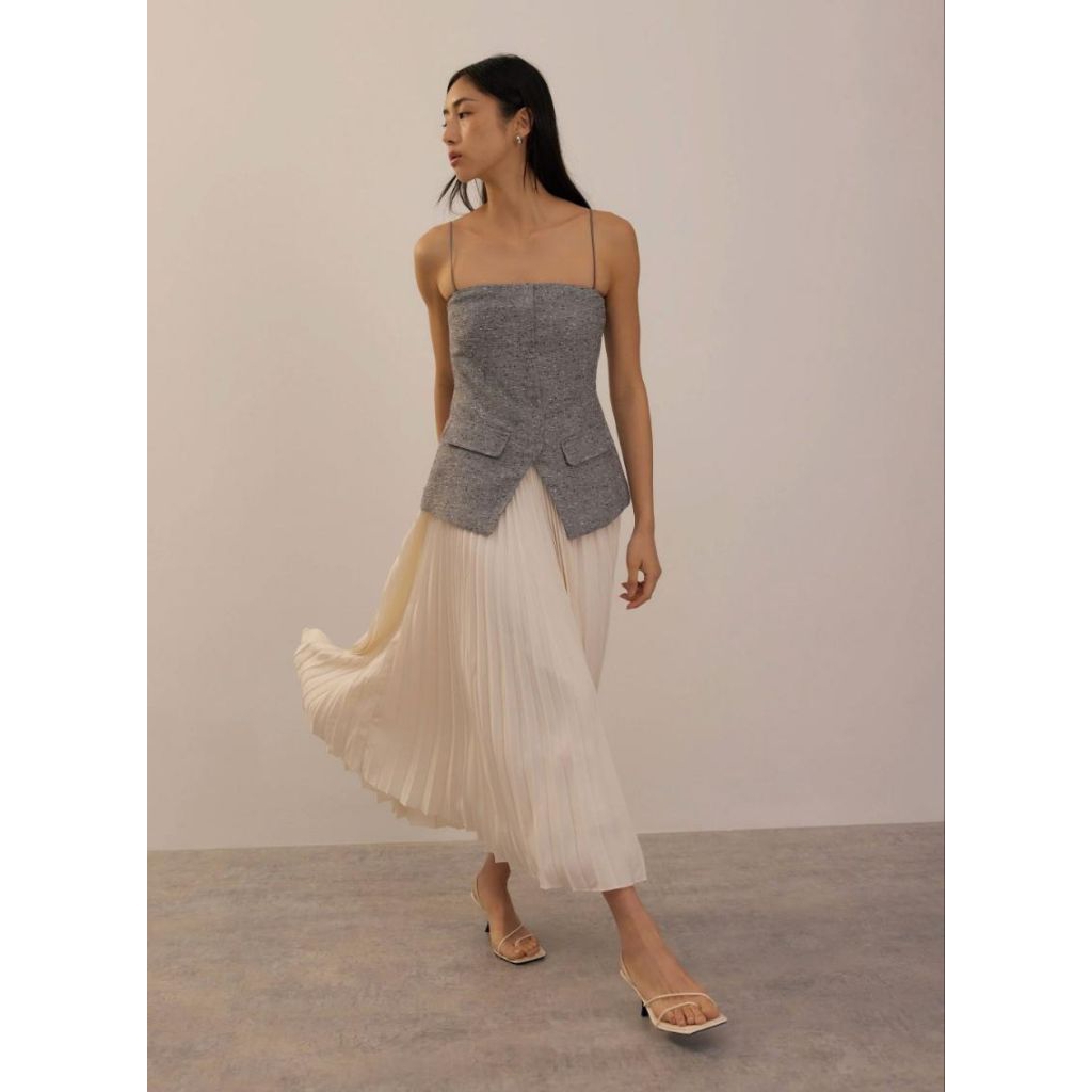 Love Bonito tweed smocked tunic tube top grey