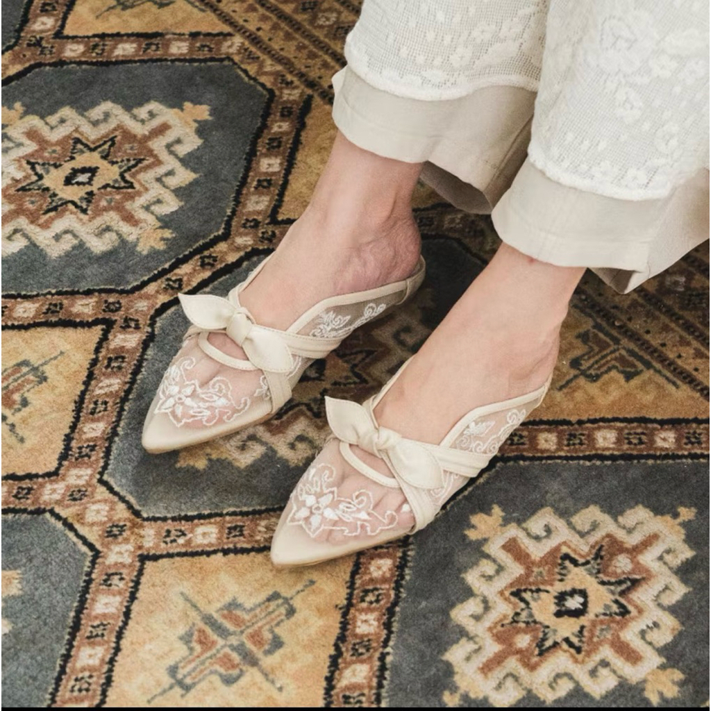 Dianable - Carol Flat Mules Shoes Dianable ivory