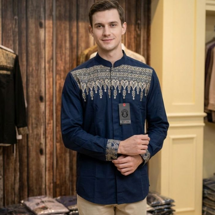 3’NThree Kemeja Koko Tangan Panjang Pria Koko Bordir KMJ41373