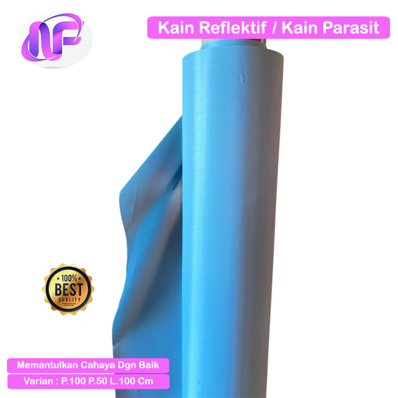 Kain Reklektif Silver Abu Tahan Air Permeter Kain Parasit Sintetis Pemantul Cahaya Polyflex Reflekti