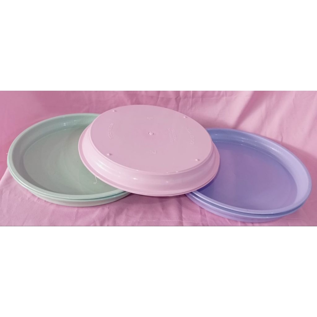 6 PCS NAMPAN PLASTIK BULAT CAMPUR POLOS MURAH MERIAH