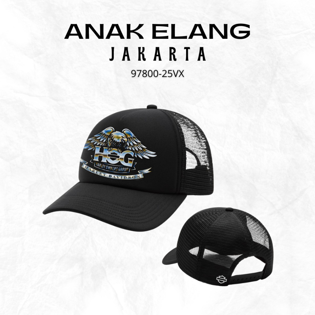 TOPI PRIA HARLEY Electric Eagle H.O.G. Trucker Hat 97800-25VX