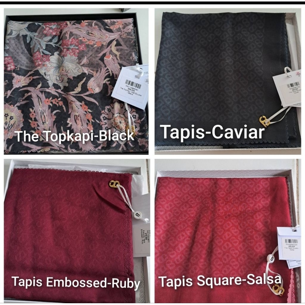 SIAPKIRIM Topkapi Black Tapis Caviar Salsa Embos Ruby scarf Buttonscarves