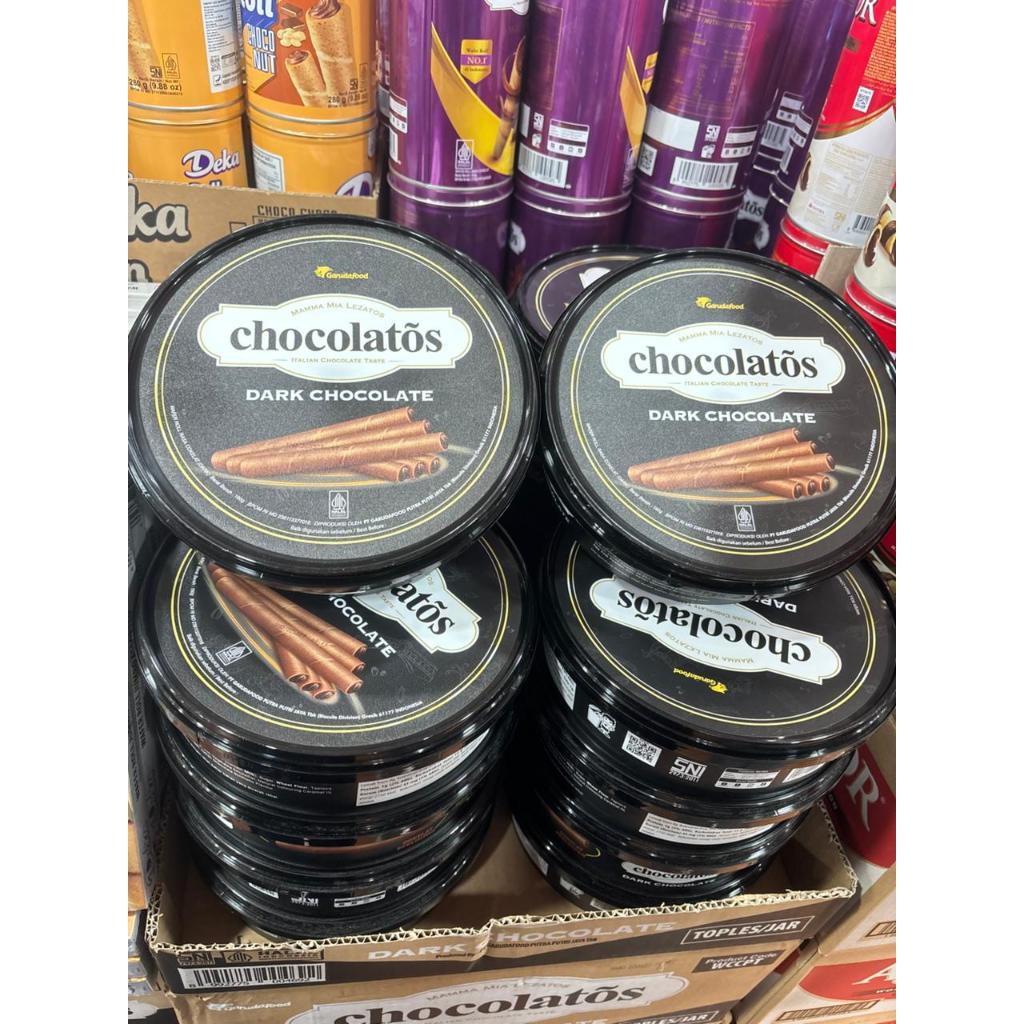 Chocolatos Dark Chocolate Wafer Roll kaleng 190 Gram
