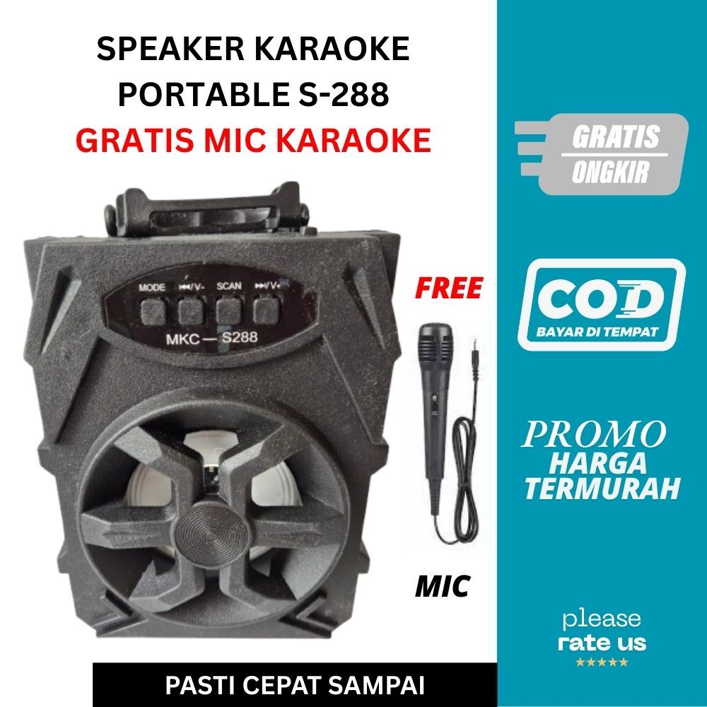 COD Speaker Karaoke S288 Portable S-288 Speaker Bluetooth S 288 Portable Mini 3inch