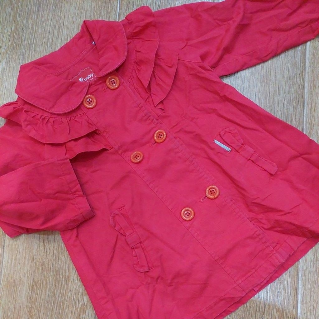 JAKET ANAK BABY COAT BRAND MOO BABY CUTE CANTIK MERAH MERONA UMPAK LEBARAN PL LIKE NEW