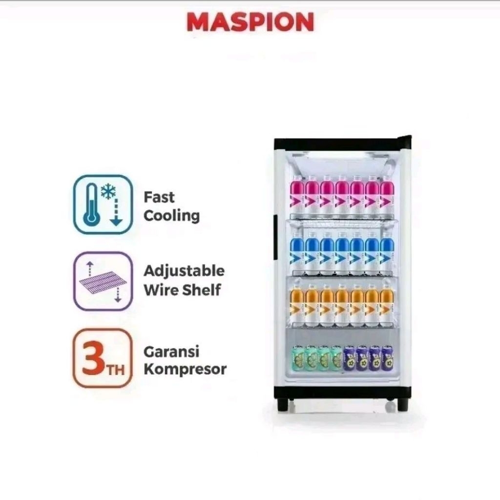 Showcase Maspion USG-168ND BK | Kulkas display kaca USG-168 USG168 ND BW uchida