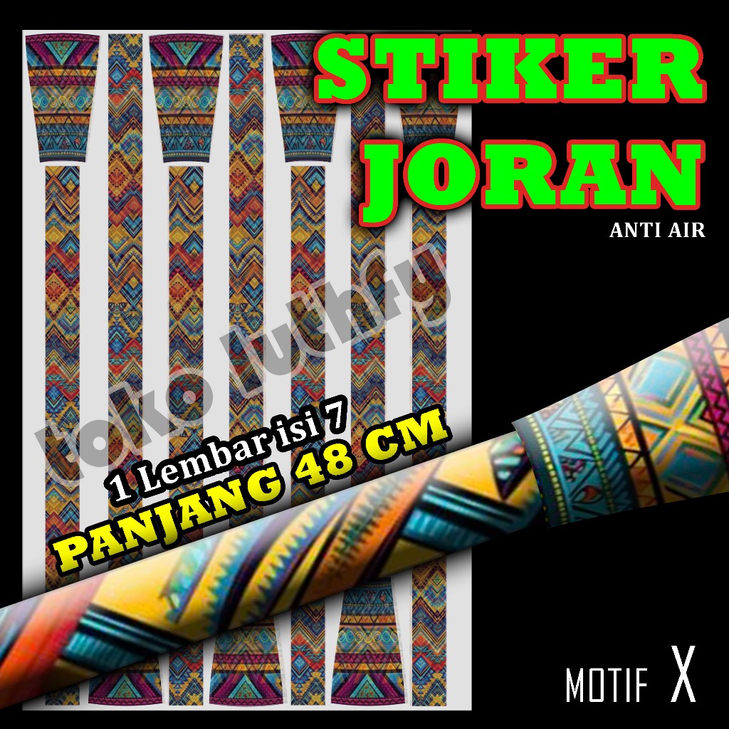 stiker joran pancing, sticker joran, custom joran, motif X