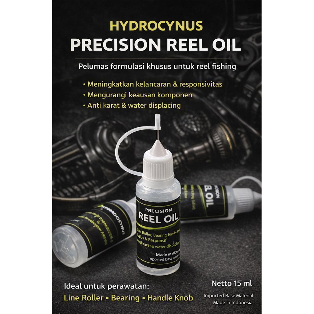 OIL PELUMAS REEL PANCING HYDROCYNUS PRECISION REEL OIL 15ML PELUMAS BALL BEARING LINE ROLLER HANDLE 