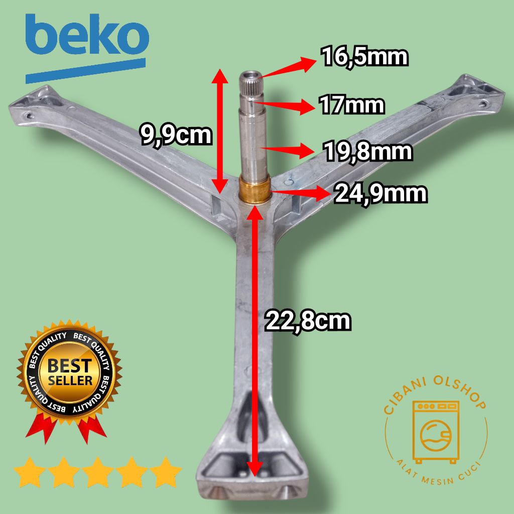 Spider Segitiga Baling Baling Krospis Mesin Cuci Beko WCV7612XS0 WCV7512BS kecil