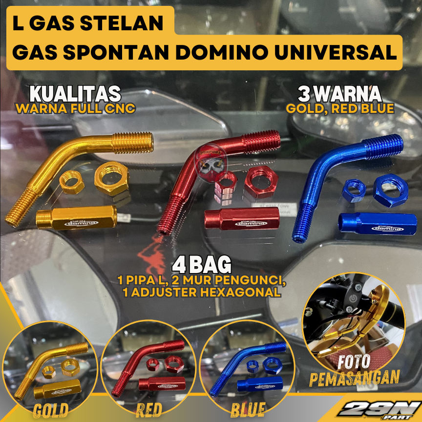 Stelan Setelan L Gas Spontan Full CNC Warna Merah Biru Gold Universal Motor MATIC SPORT BEBEK 2TAK Y