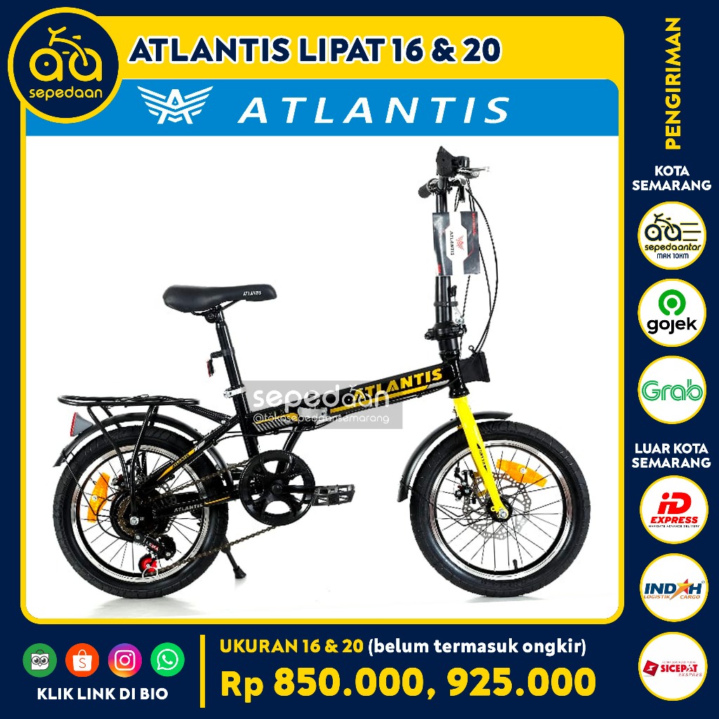 Sepeda Anak Dewasa Lipat Folding 16 20 ATLANTIS MORISON - cakram cowok cewek laki-laki perempuan