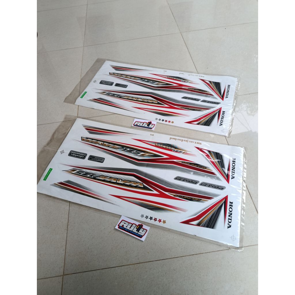 striping wave 125i Supra x 125 helm in putih