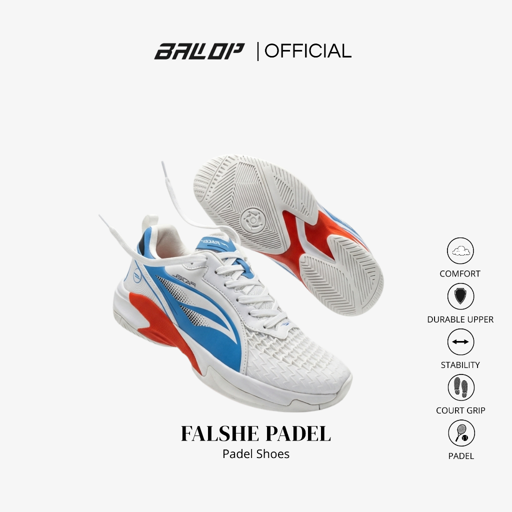 BALLOP Falshe Padel Sepatu Olahraga Padel Tenis Pria/Wanita White