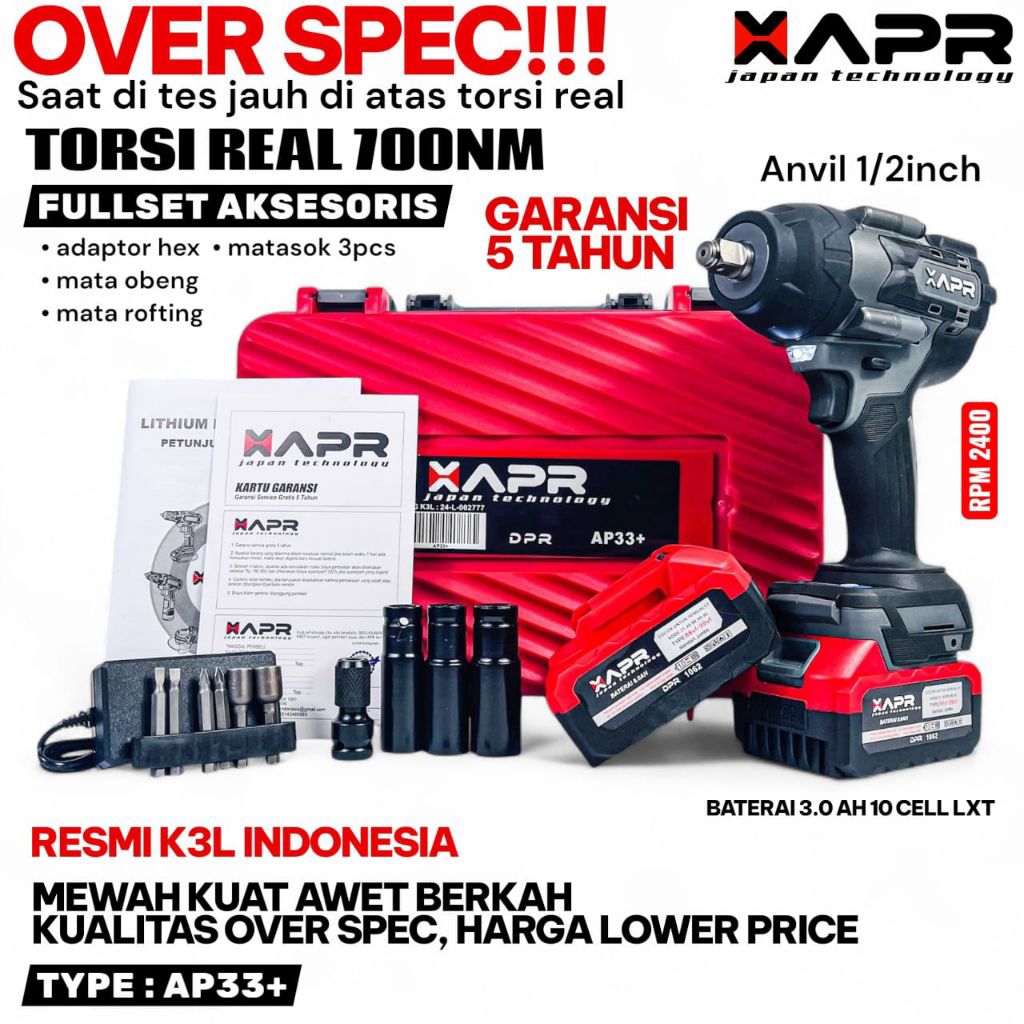 Impact wrench APR JAPAN JUMBO FACELIFT 99V AP33+ IMPACT TERKUAT DI EROPA