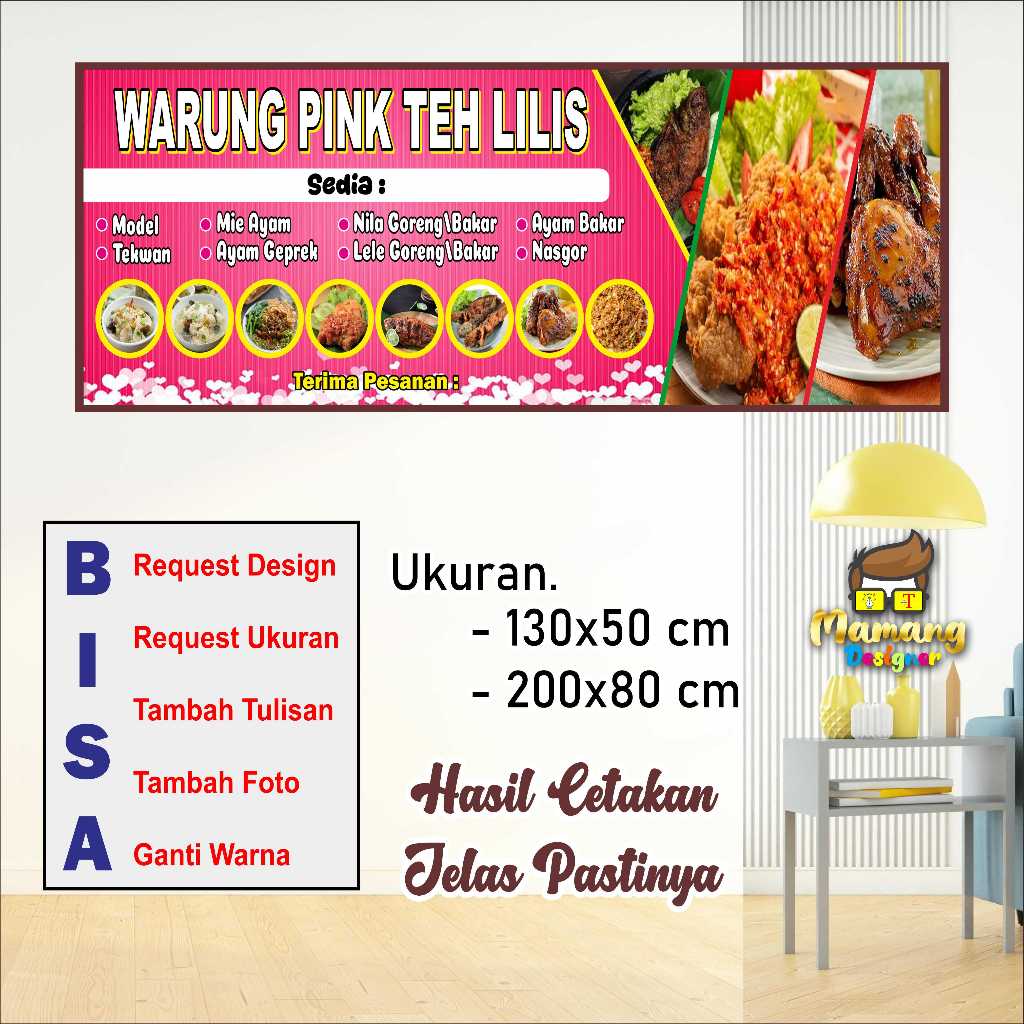 SPANDUK BANNER WARUNG MAKAN AYAM BAKAR BISA REQUEST