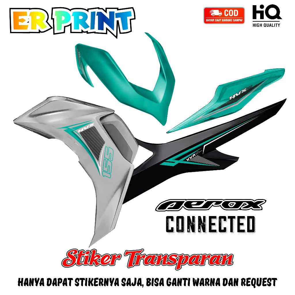 Stiker Transparan Aerox Connected Anti Luntur Keren  Striping Aerox Connected Desain Nvx