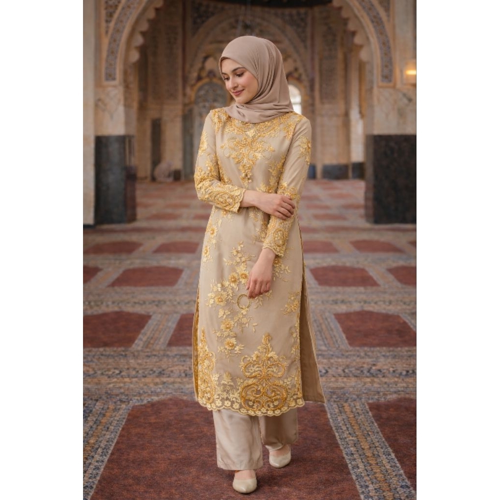 SOLEMIO SETELAN / ONE SET / ATAS BAWAH / BAJU MUSLIM  / GAMIS / BAJU PESTA  TILLE BORDIR DAN CELANA 