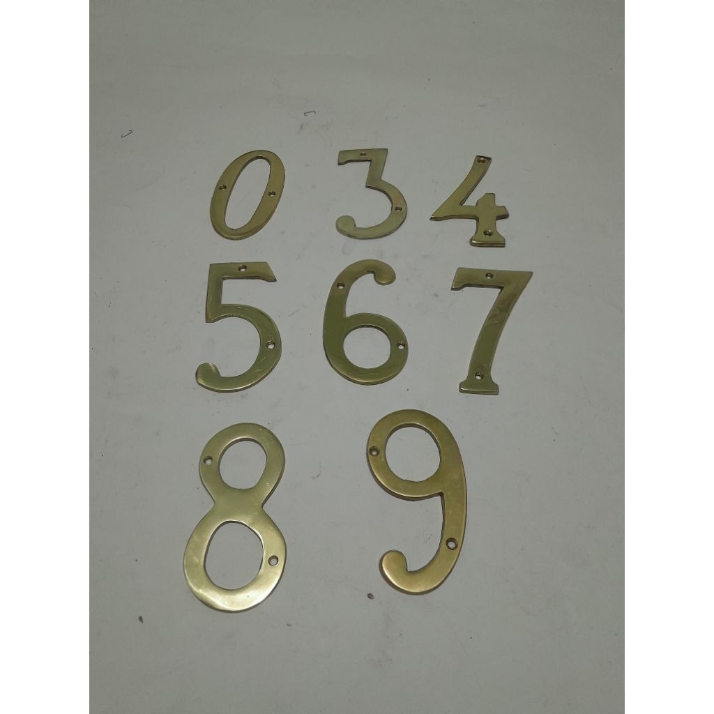 angka rumah / nomer rumah/plat nomor rumah kuningan