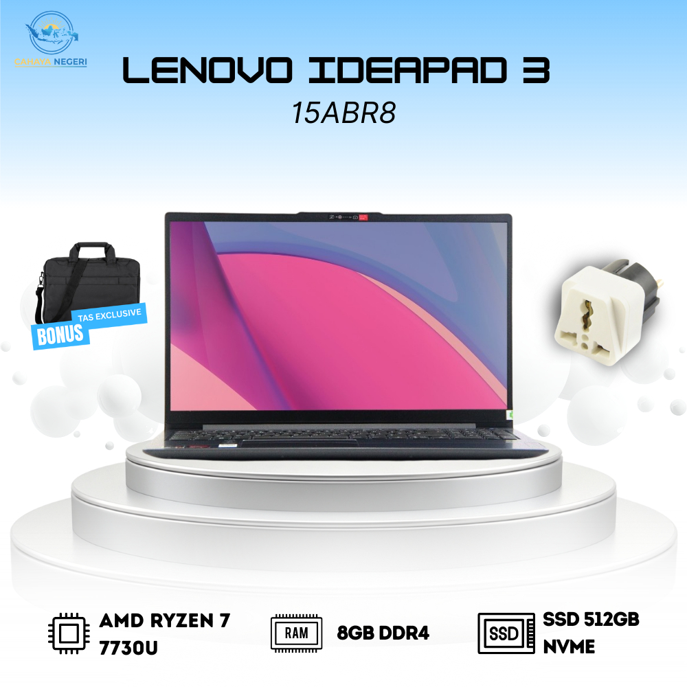 PROMO LAPTOP BARU Lenovo Ideapad 3 15ABR8 Ryzen 7 7730U RAM 8GB SSD 512GB Finger Print FREE INSTALL 