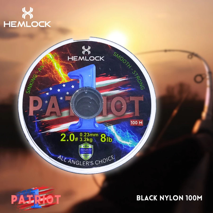 SENAR PANCING PATRIOT 1 HEMLOCK 100M MAXDRAG 14KG WARNA HITAM COCOK UNTUK CABANG 2