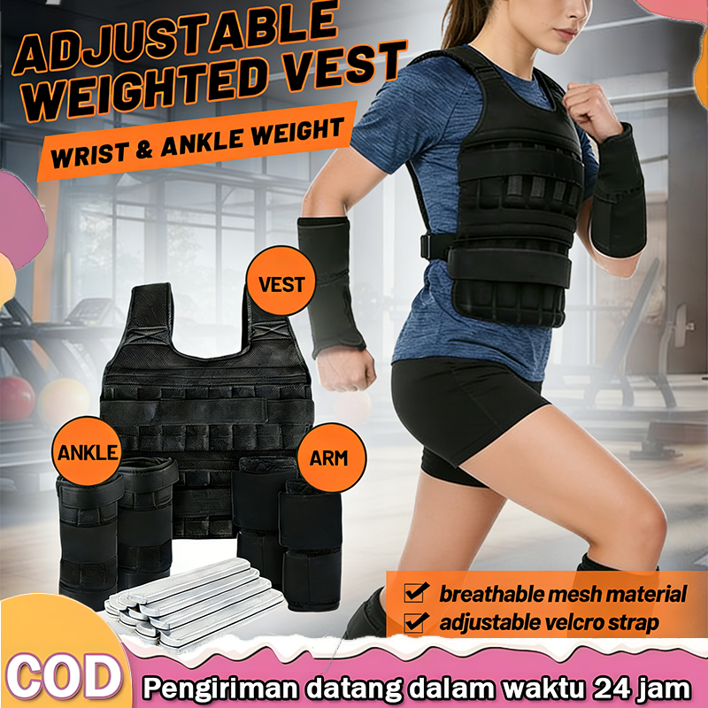 Adjustable Weighted Vest 35KG 15KG / Wrist & Ankle Weight 6KG 5KG / Rompi Pemberat Olahraga