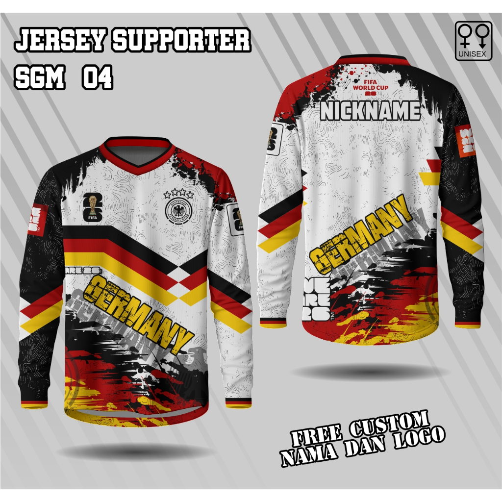 Jersey jerman Piala Dunia 2026 lengan panjang jersey Suporter jerman pildun 2026 free custom jersey 