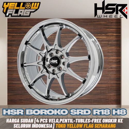 Velg Mobil R18 Boroko SRD Aluminium Black Chrome 4X100 4X114 Buat Avanza Raize Fronx Velg Mobil R18
