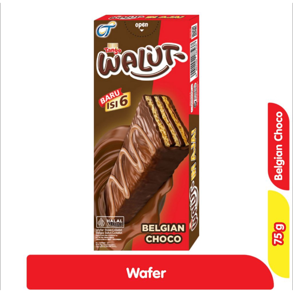 Tango Walut Wafer Cokelat Belgian Box 75 g