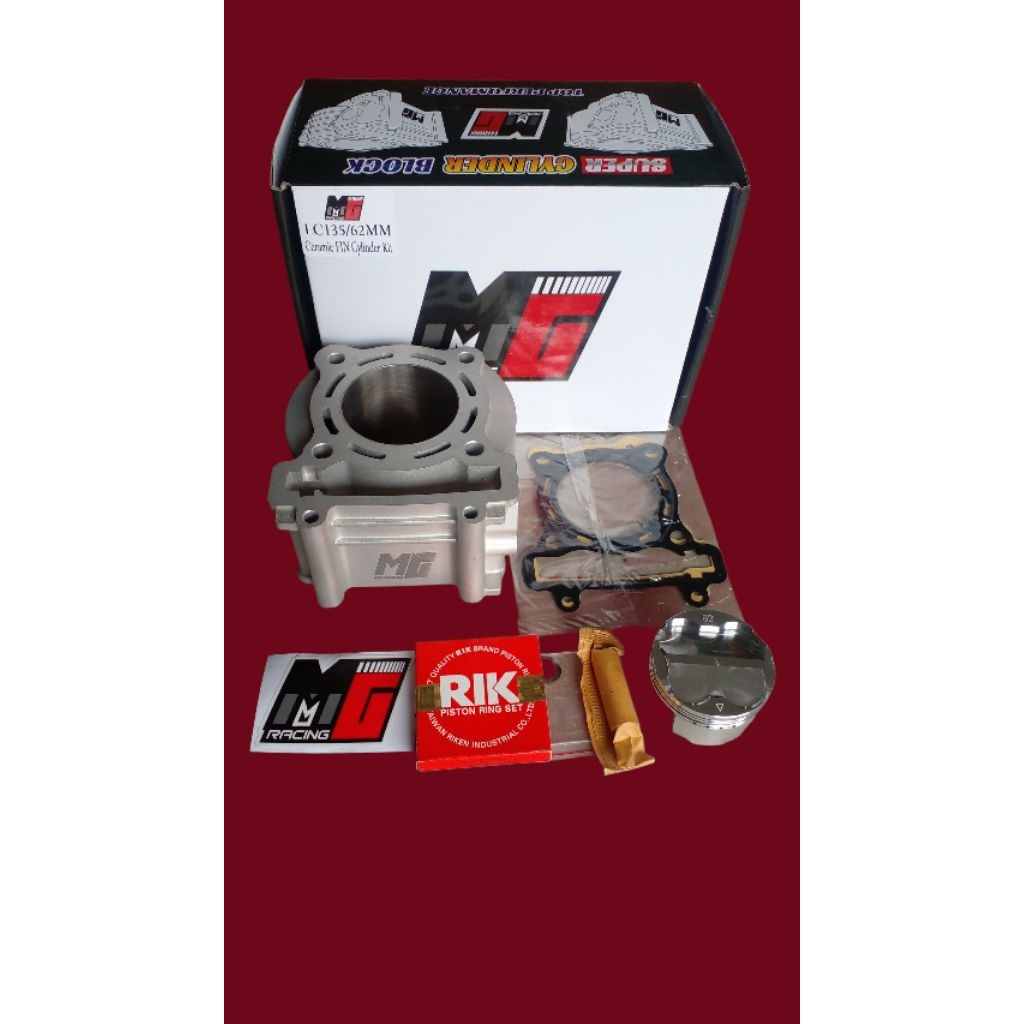 Cylinder blok jupiter mx vixion ceramic 62 fin/sirip set piston fjn forged