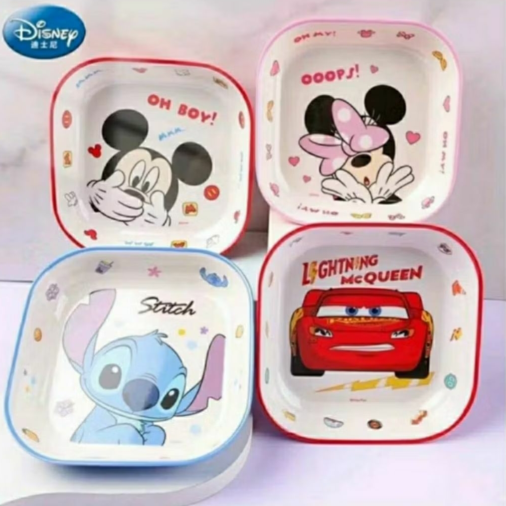 piring melamin kotak persegi premium melamine karakter mickey mouse frozen Donald mike