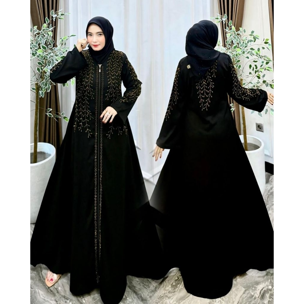 Abaya Sarah abaya premium abaya mewah jet black premium