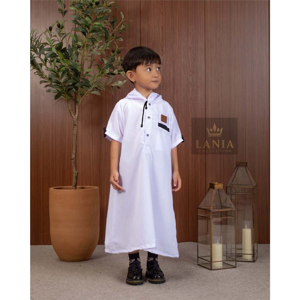 Lania - Gamis Jubah Hoodie Anak Laki Laki Lengan Pendek Premium Adem