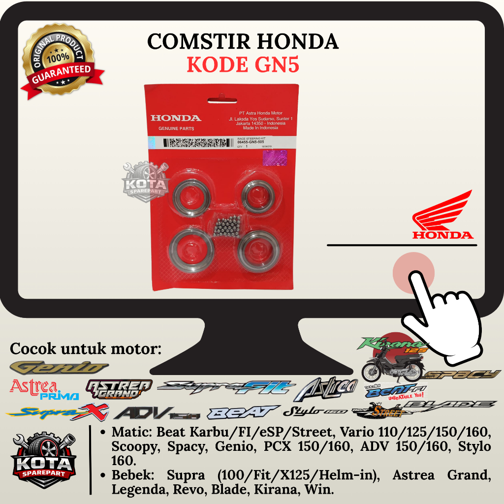COMSTIR ORIGINAL HONDA KODE GN5 UNTUK MOTOR BEAT KARBU/FI/ESP/STREET, VARIO 110/125/160, SCOOPY SPAC