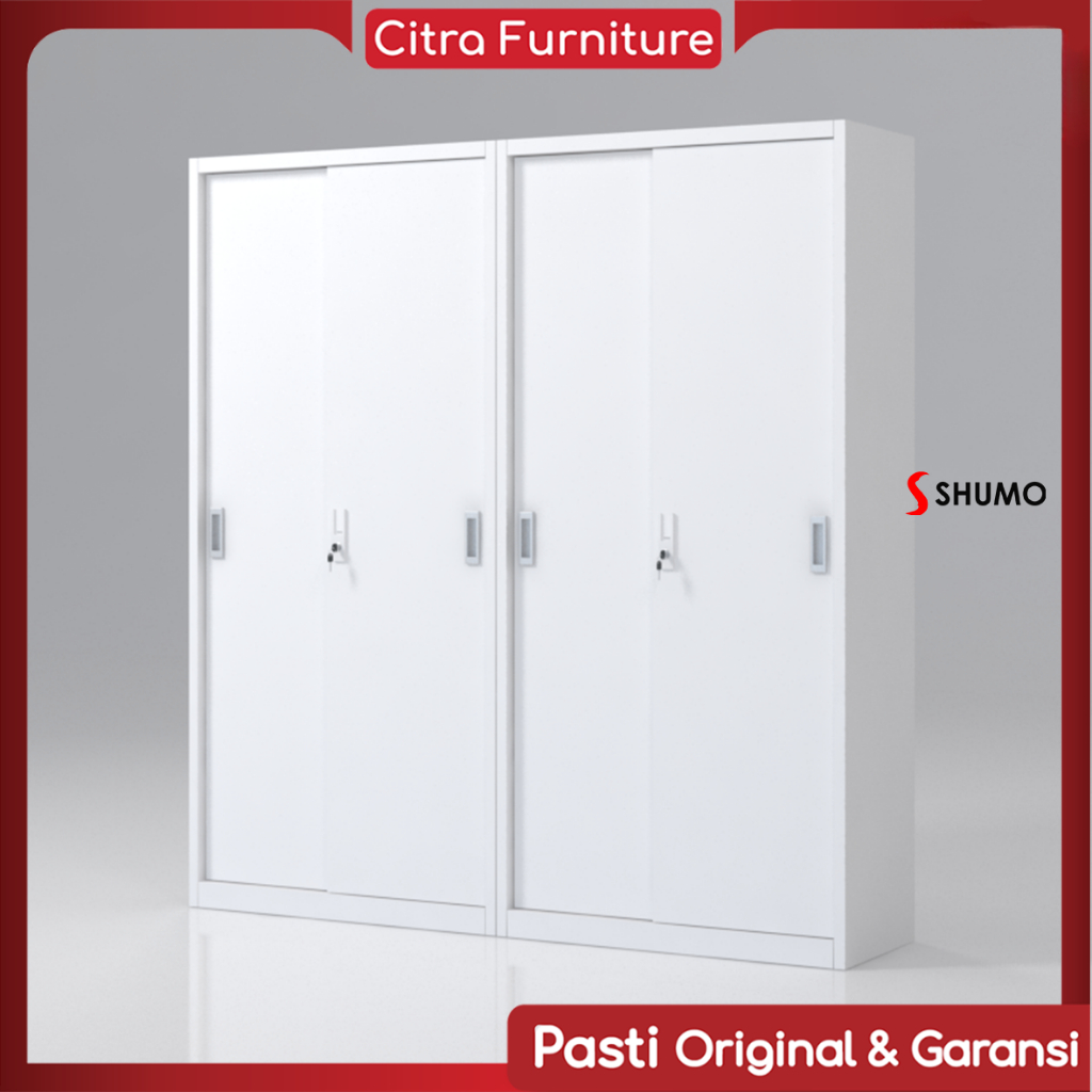 Citra Furniture SHUMO Lemari Arsip Besi 4 Pintu Sliding Besi White Dakota Series