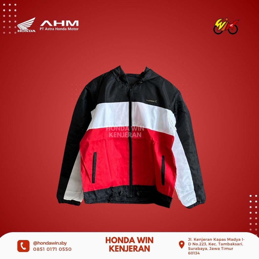 Jaket hoodie Sepeda Motor Vario Honda ASLI hitam merah putih
