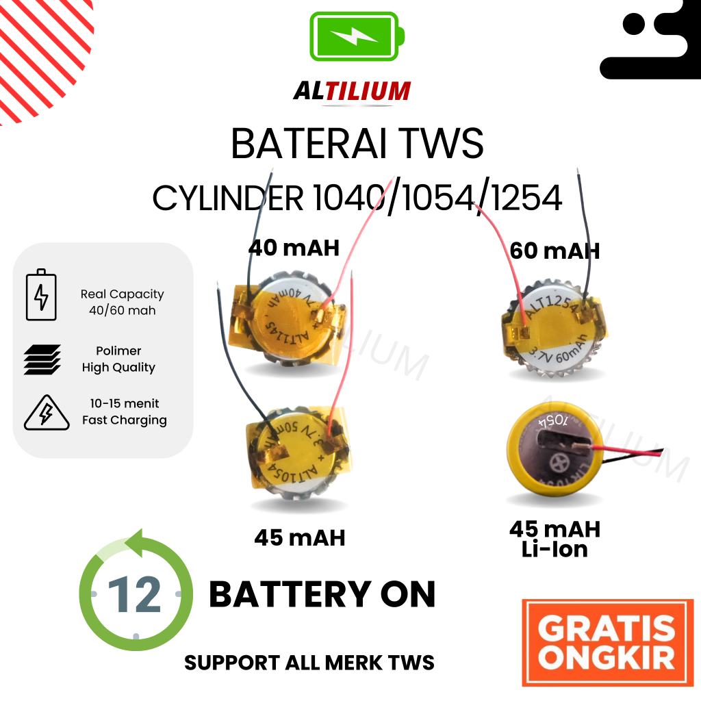 Altilium Baterai TWS Cylinder 1054/1254 Bulat