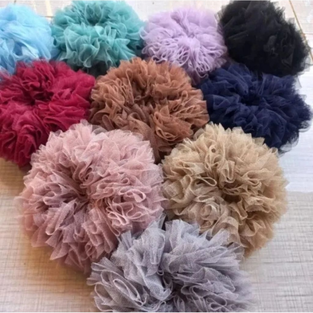 Scrunchie Tille Jumbo Premium Anti Pusing Cepol Hijab Bervolume Size L Ikat Rambut Besar Mewah Grosi