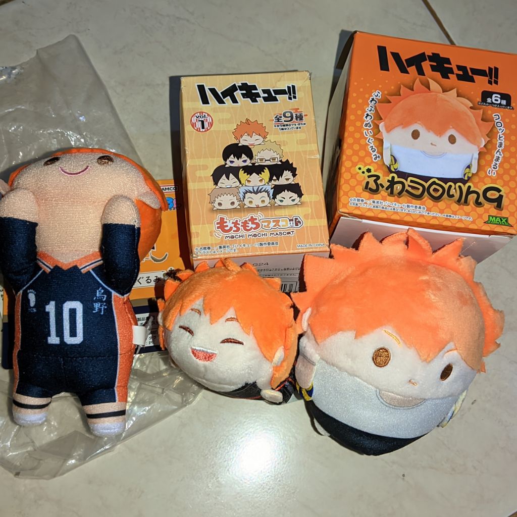 official plushie hinata shoyo original bagcharm keychain boneka anime haikyuu, fuwa, mochi