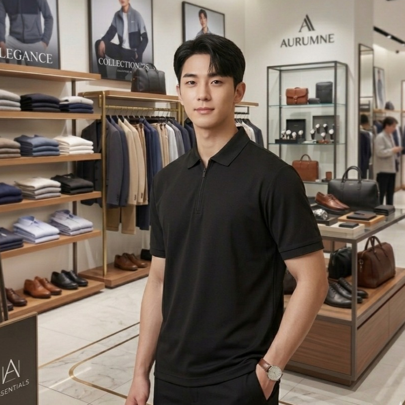 Kaos Polo Half Zipper Lengan Pendek Pria