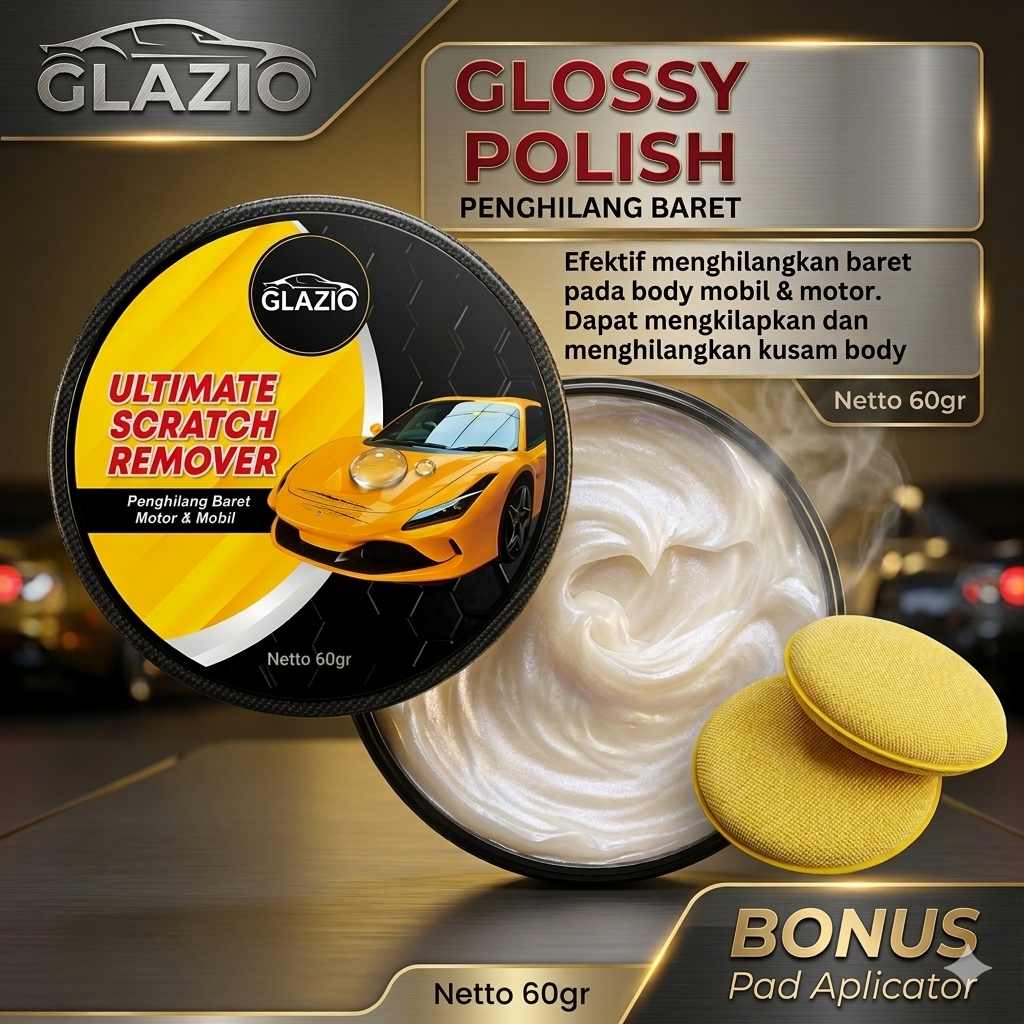 GALZIO Scratch Remover Penghilang Baret Mobil Motor Carnauba Scratch Remover 60gr Microfiber