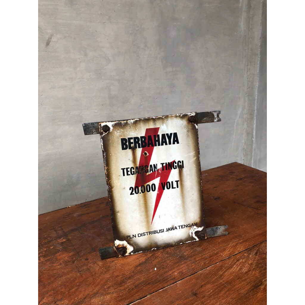 Iklan enamel listrik peringatan antik jadul