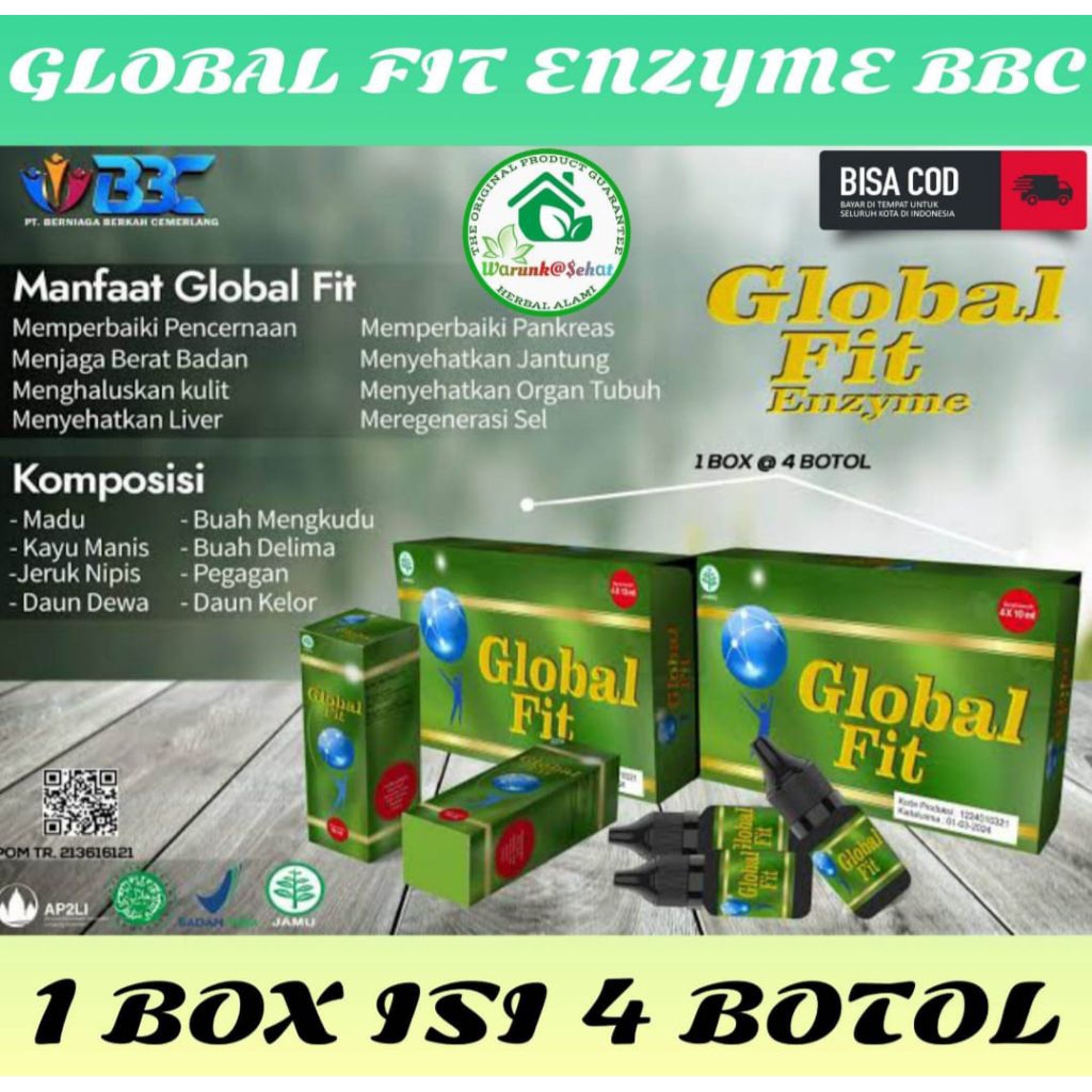 GLOBAL FIT ENZYME IMUNITAS TUBUH ORIGINAL 1 BOX ISI 4 BOTOL 10 ML